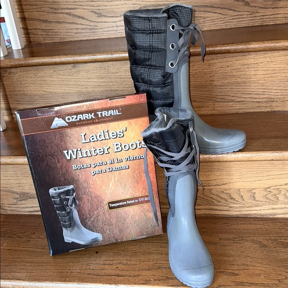 Ozark Trail Ladies’ Winter Boots size 9 NIB faux fur lined, waterproof, 12” tall